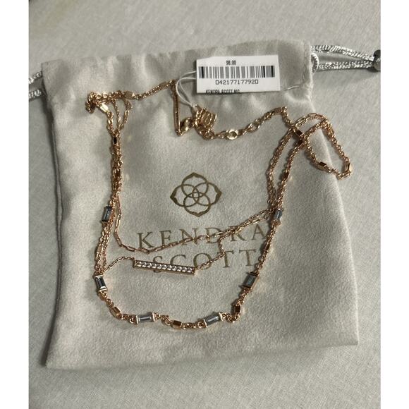 Kendra Scott NWT Addison Triple Strand 14K Rose Gold Over Brass Necklace - Picture 1 of 7